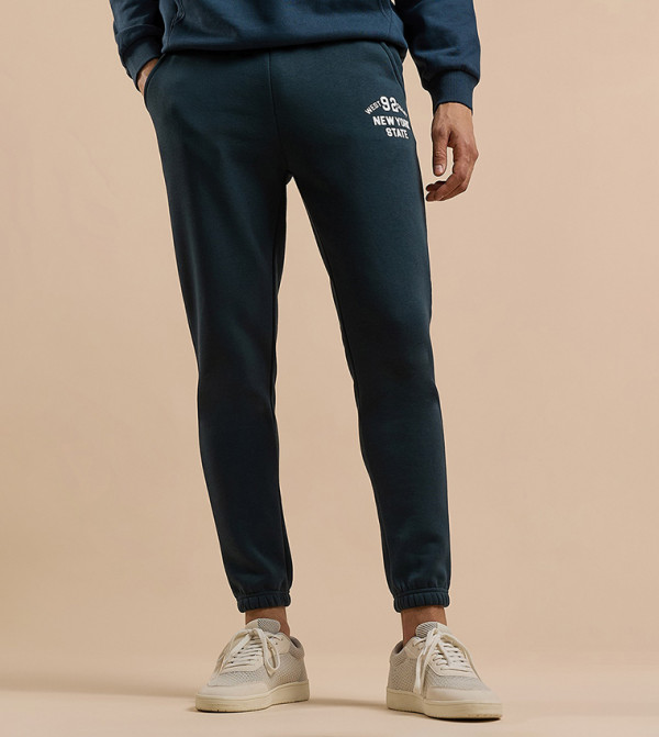 Embroidery Detail Joggers with Drawstring Waist