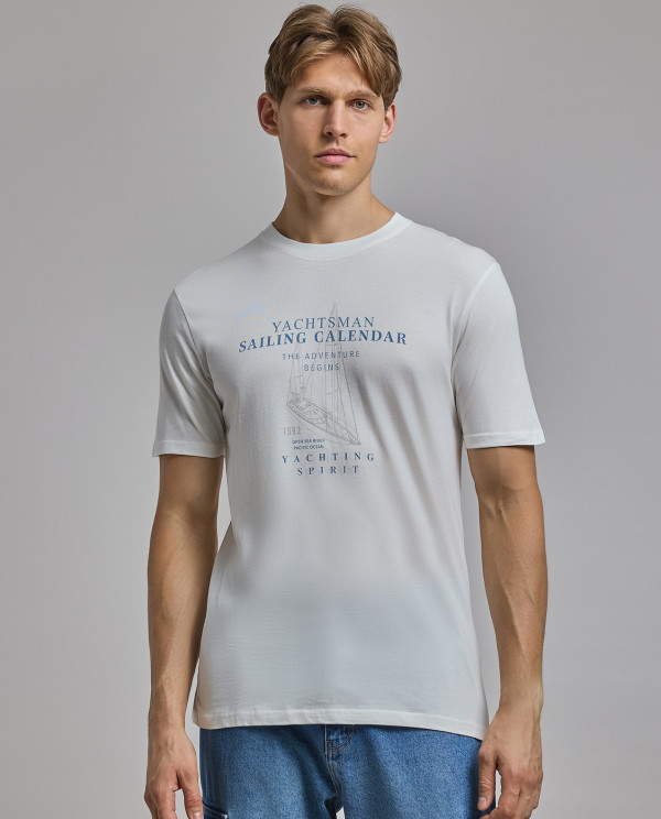 Printed T-Shirt with Crew Neck and Short Sleeves