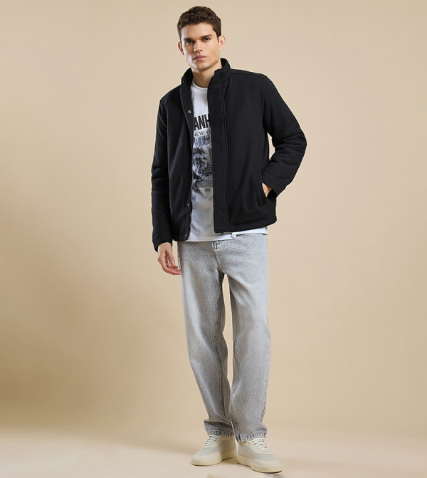 Washed Jeans with Button Closure