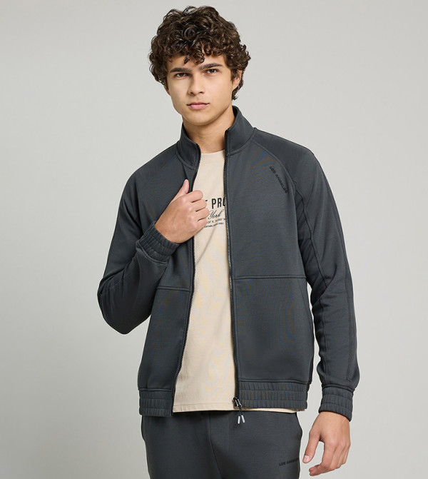 Solid Jacket with Zipper Closure