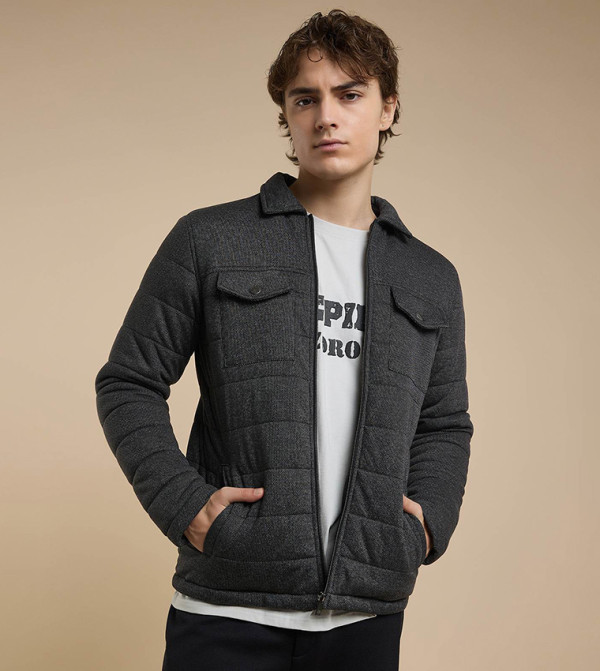 Quilted Jacket with Zipper Closure