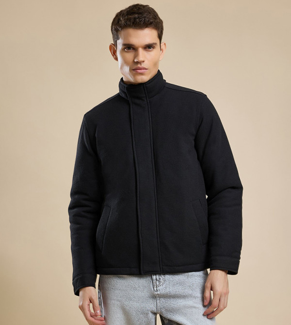 Solid Jacket with Snap-Button Closure