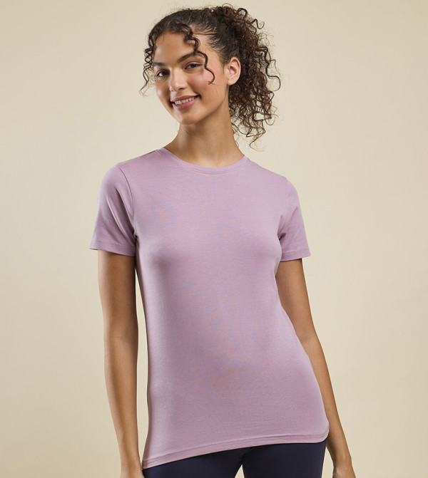 Solid T-Shirt with Crew Neck and Short Sleeves