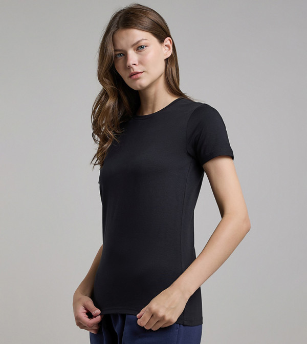Solid T-Shirt with Crew Neck and Short Sleeves