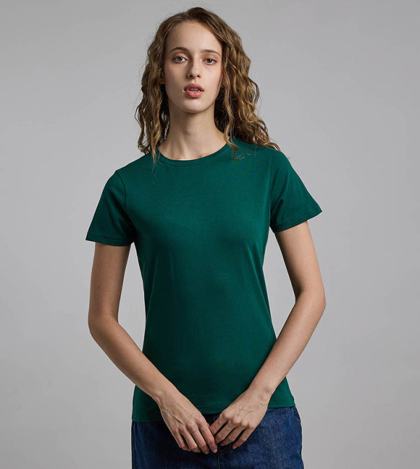 Solid T-Shirt with Crew Neck and Short Sleeves