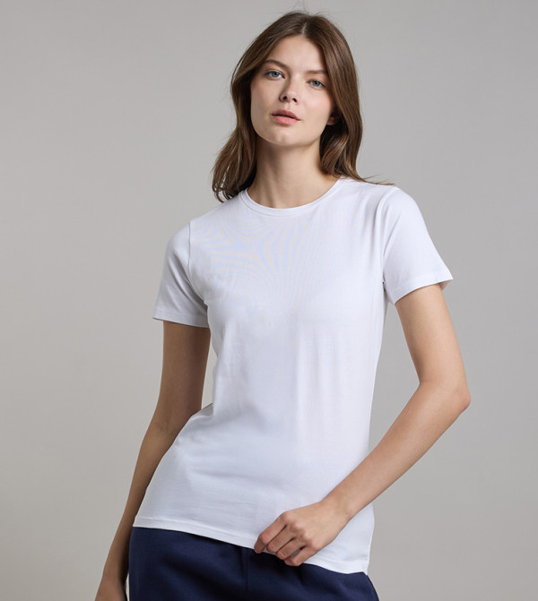 Solid T-Shirt with Crew Neck and Short Sleeves