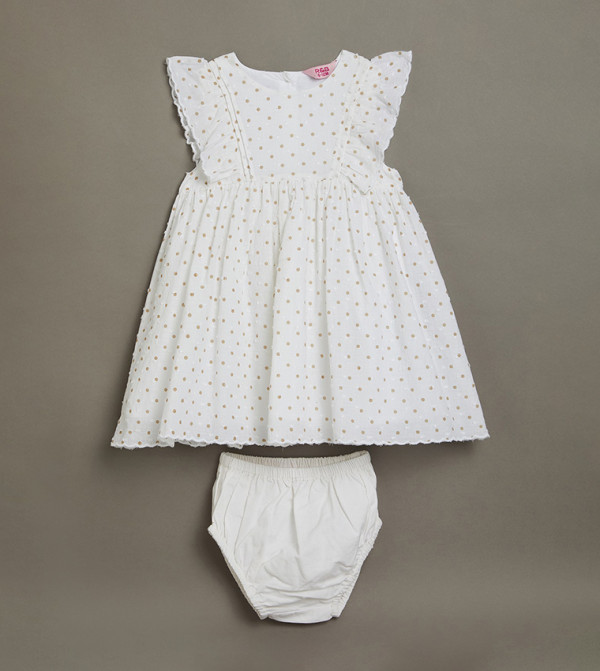 فستان فلير منقط مع سروال داخلي 