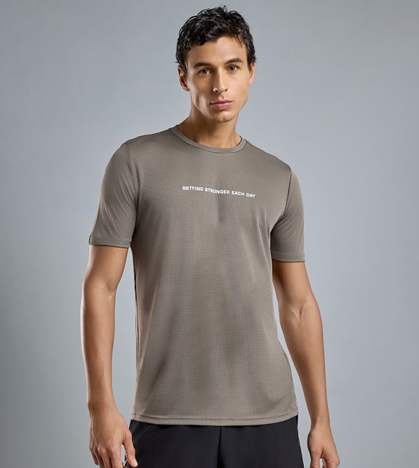 Printed Active T-Shirt with Crew Neck and Short Sleeves