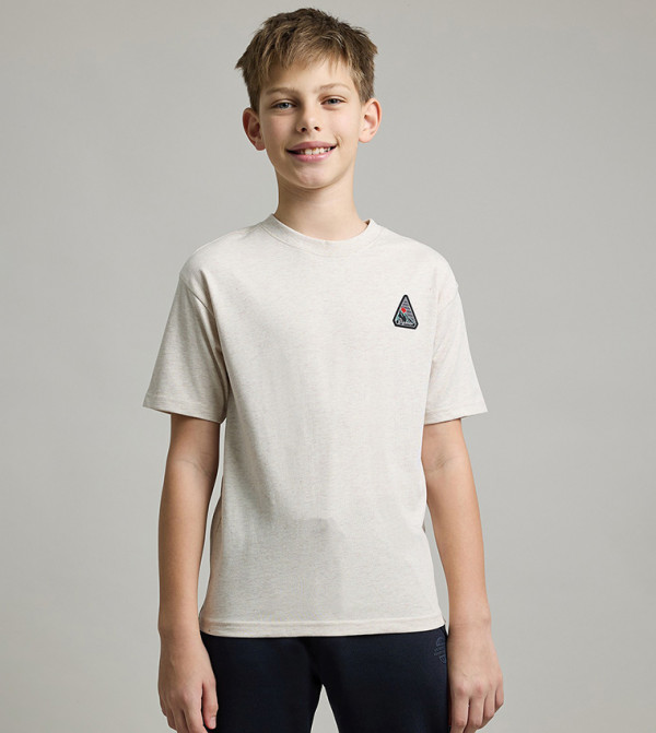 Badge Detail T-Shirt with Crew Neck and Short Sleeves