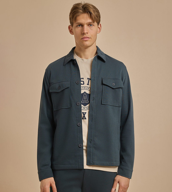 Solid Jacket with Button Closure