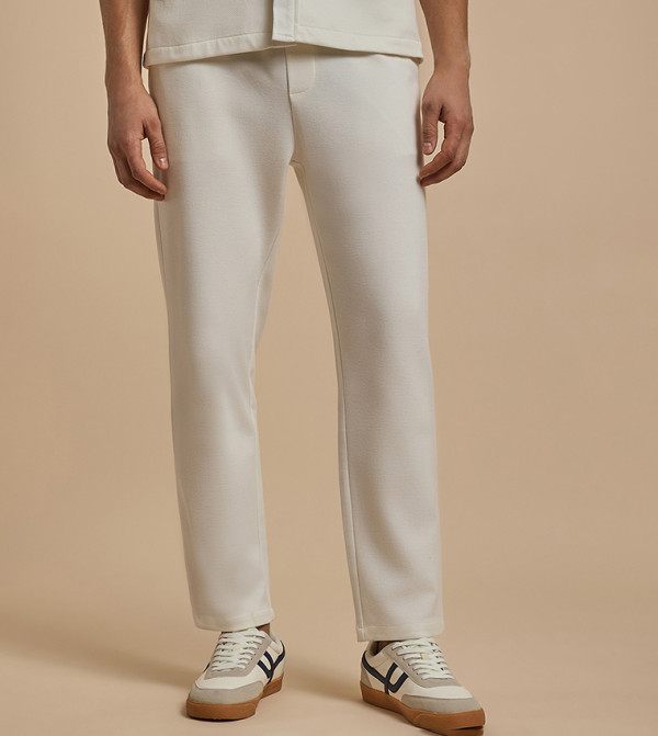 Solid Relaxed Fit Trousers with Button Closure