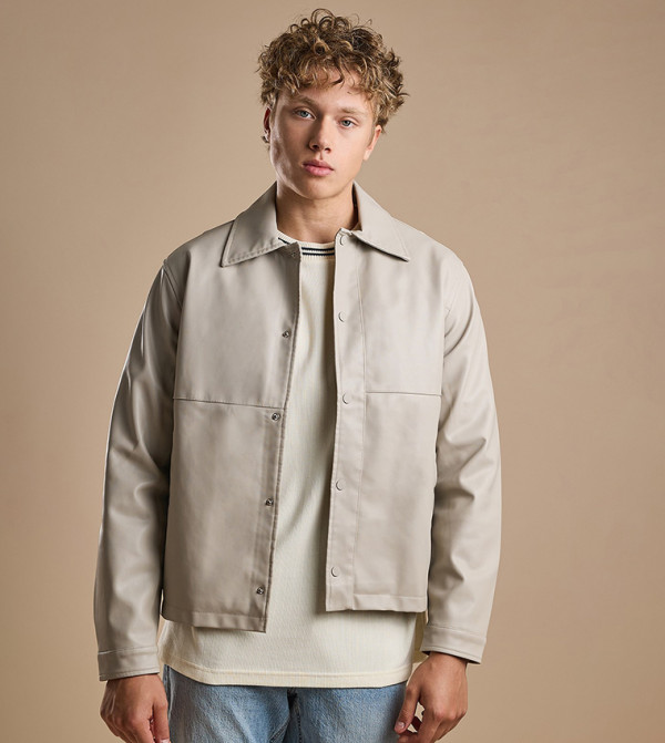 Solid Jacket with Zipper Closure