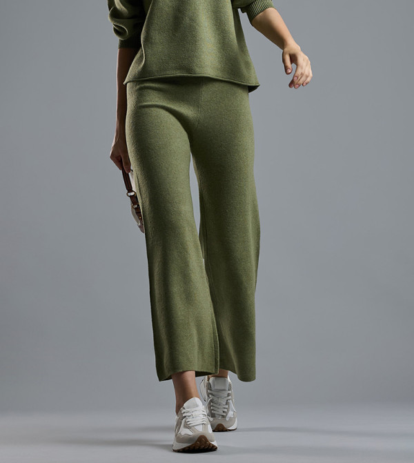 Textured Knit Pants with Elastic Waist