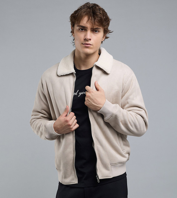 Solid Jacket with Zipper Closure
