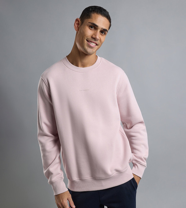 سويتشيرت بطبعة برقبة دائرية وأكمام طويلة