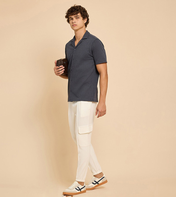 Solid Cargo Joggers with Drawstring Waist