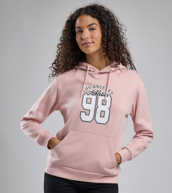 Printed Hoodie with Long Sleeves