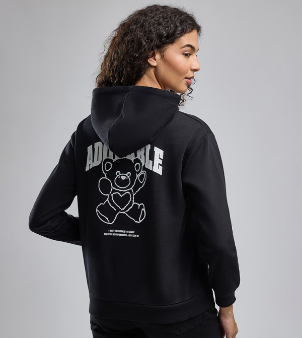 Printed Hoodie with Long Sleeves