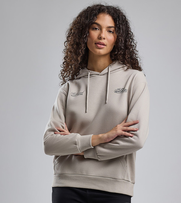 Printed Hoodie with Long Sleeves