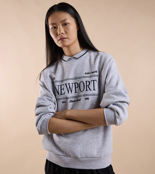 Printed Sweatshirt with Crew Neck and Long Sleeves