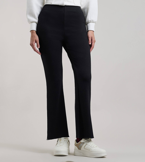 Solid Knit Pants with Elastic waist