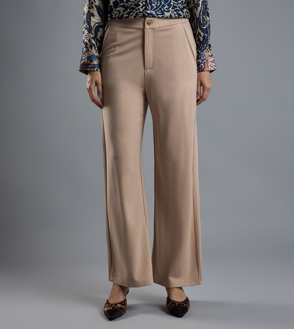 بنطال واسع سادة بأزرار