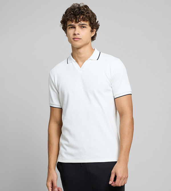 Textured Polo T-Shirt with Short Sleeves