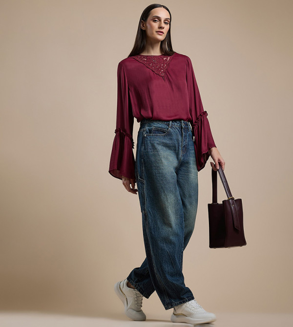 Faded Skater Jeans with Button Closure