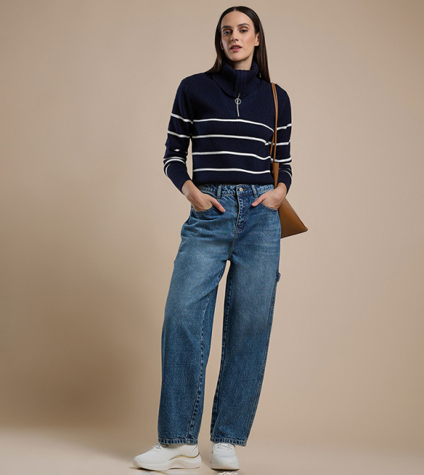 Faded Skater Jeans with Button Closure