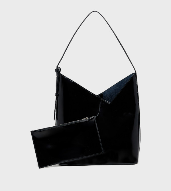 Glossy Shoulder Bag and Pouch Set