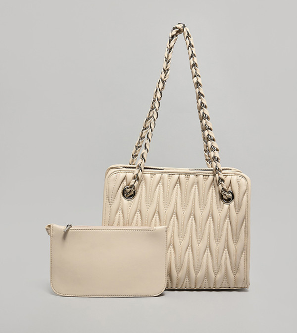 Quilted Shoulder Bag with Pouch