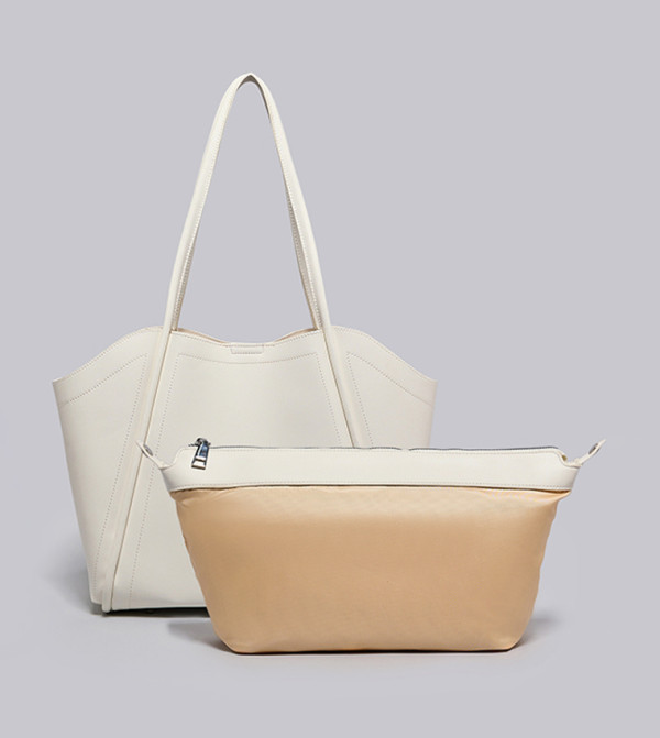 Textured Shoulder Bag with Pouch