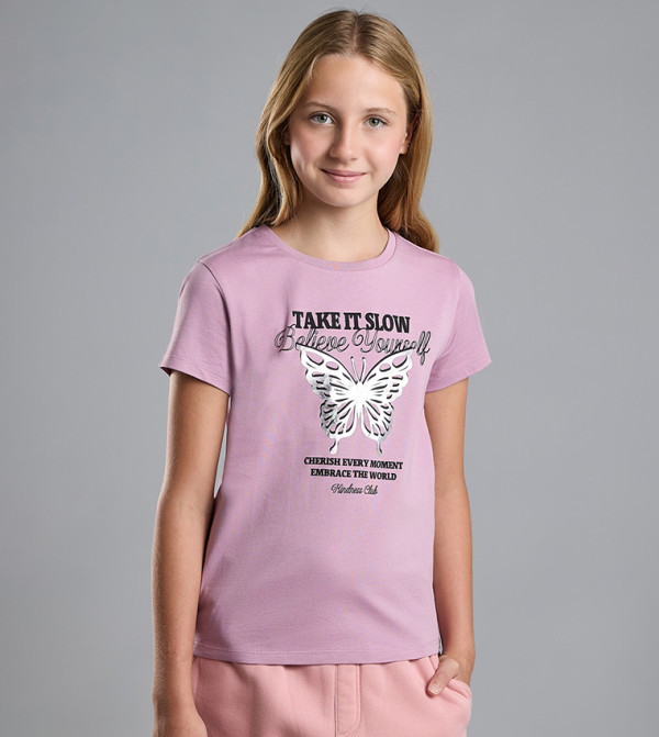 Printed T-Shirt with Crew Neck and Short Sleeves