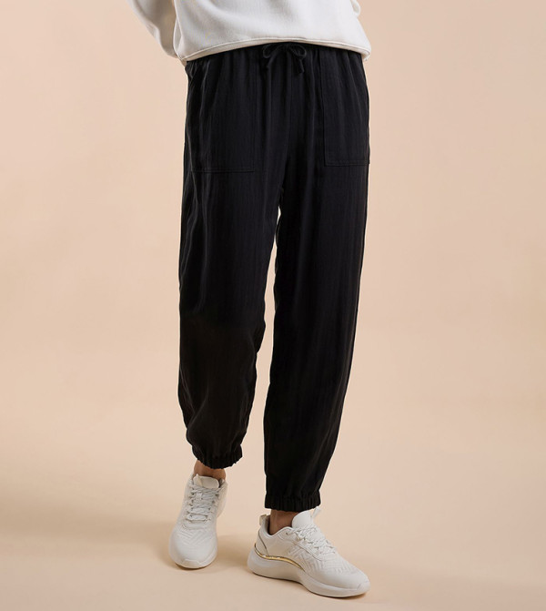 Textured Joggers with Drawstring Waist