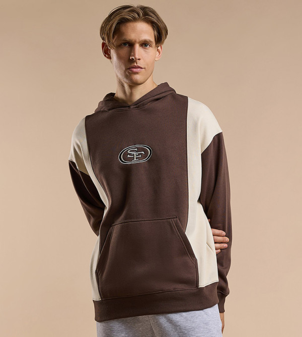 Color Block Hoodie with Long Sleeves