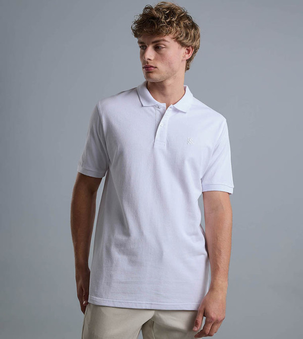 Solid Polo T-Shirt with Shirt Collar and Short Sleeves