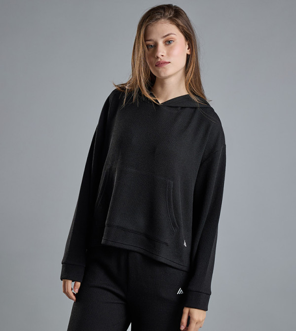 Solid Sweatshirt with Crew Neck and Long Sleeves