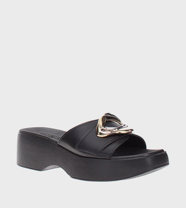 Metal Accent Wedge Sandals