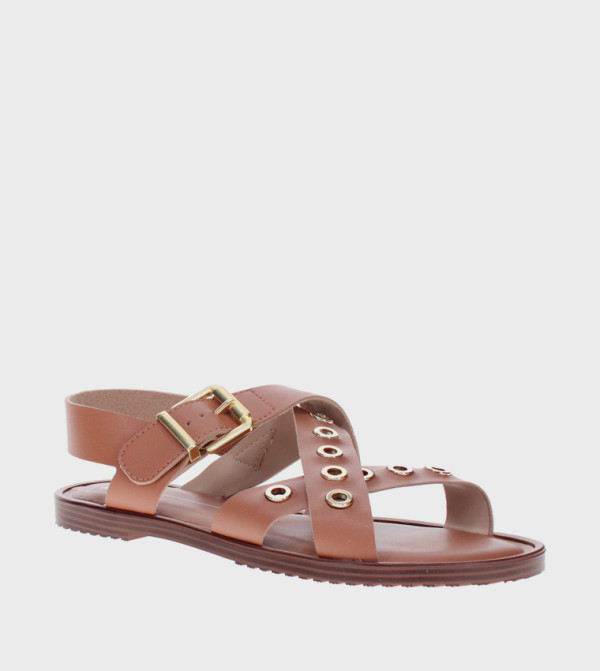 Studded Criss-Cross Flat Sandals