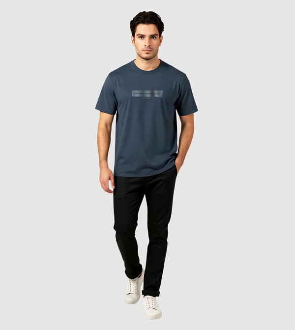 Logo Printed Short Sleeves Stretch T-Shirt