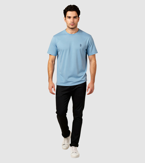 Monogram Detail Short Sleeves Stretch T-Shirt