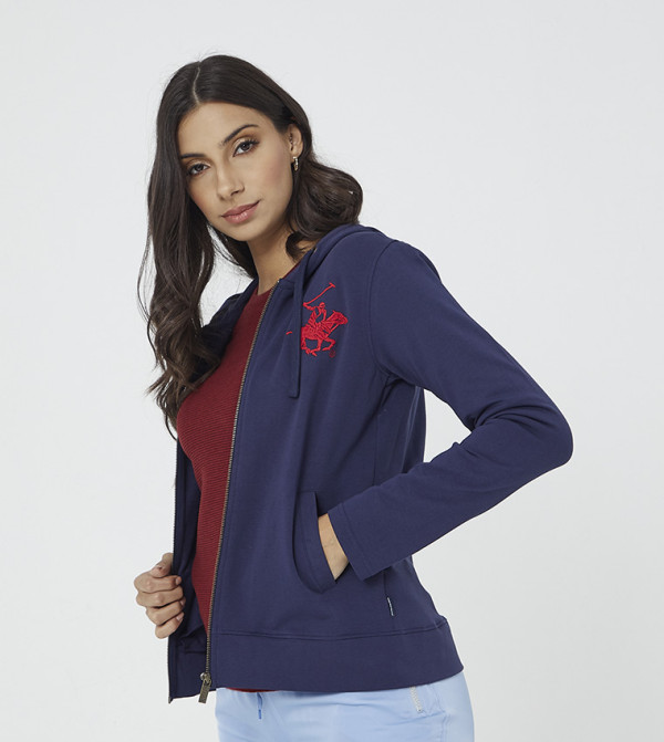 Logo Embroidered Hooded Jacket