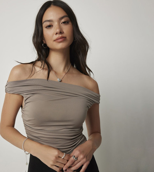 Ruched Off Shoulder Top