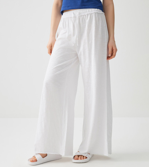 Striped Slub Jersey Wide Leg Pants