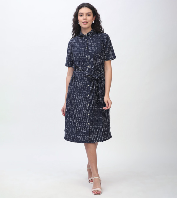 Polka Dots Short Sleeves Midi Dress