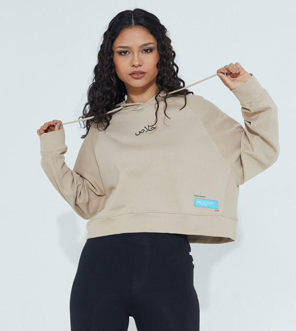 Printed Cropped Hoodie