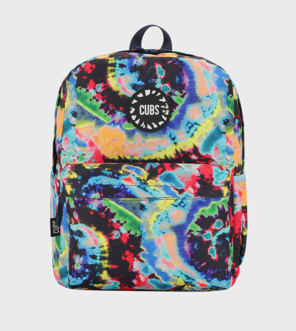 Black Tie-Dye Swirls Zip Around Backpack