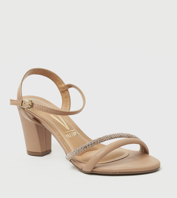 ELLA Embellished Ankle Strap Heeled Sandals