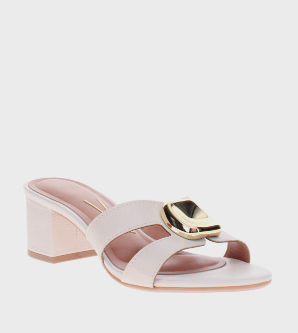 Metal Accent Block Heel Sandals