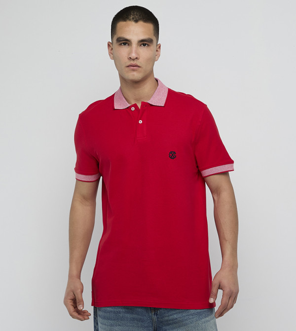 Contrast Detail Short Sleeves Polo T-Shirt